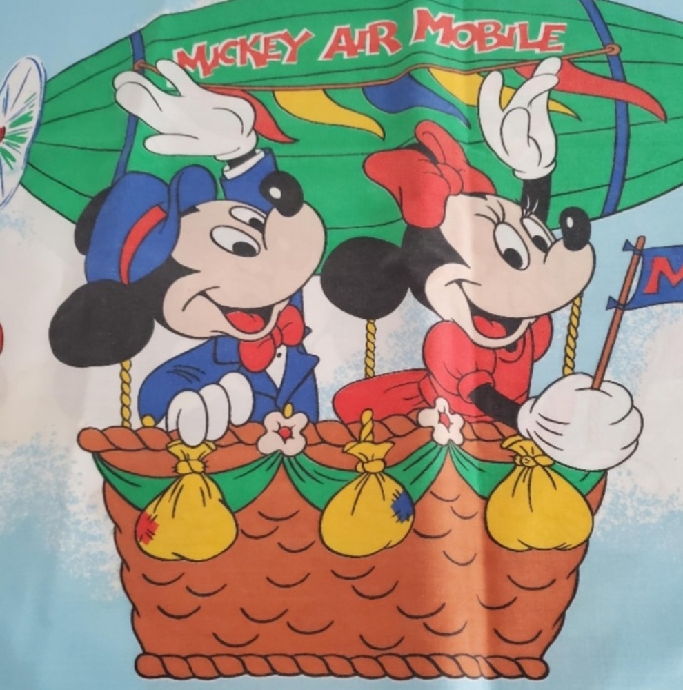 Vintage 1980s Mickey Mouse pillowcase/blue pillow case/twin set case
